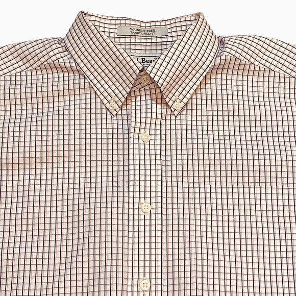 L.L. Bean Other - LL Bean Dress Shirt Mens Sz 15.5 White Plaid Button Up Long Sleeve Wrinkle-Free